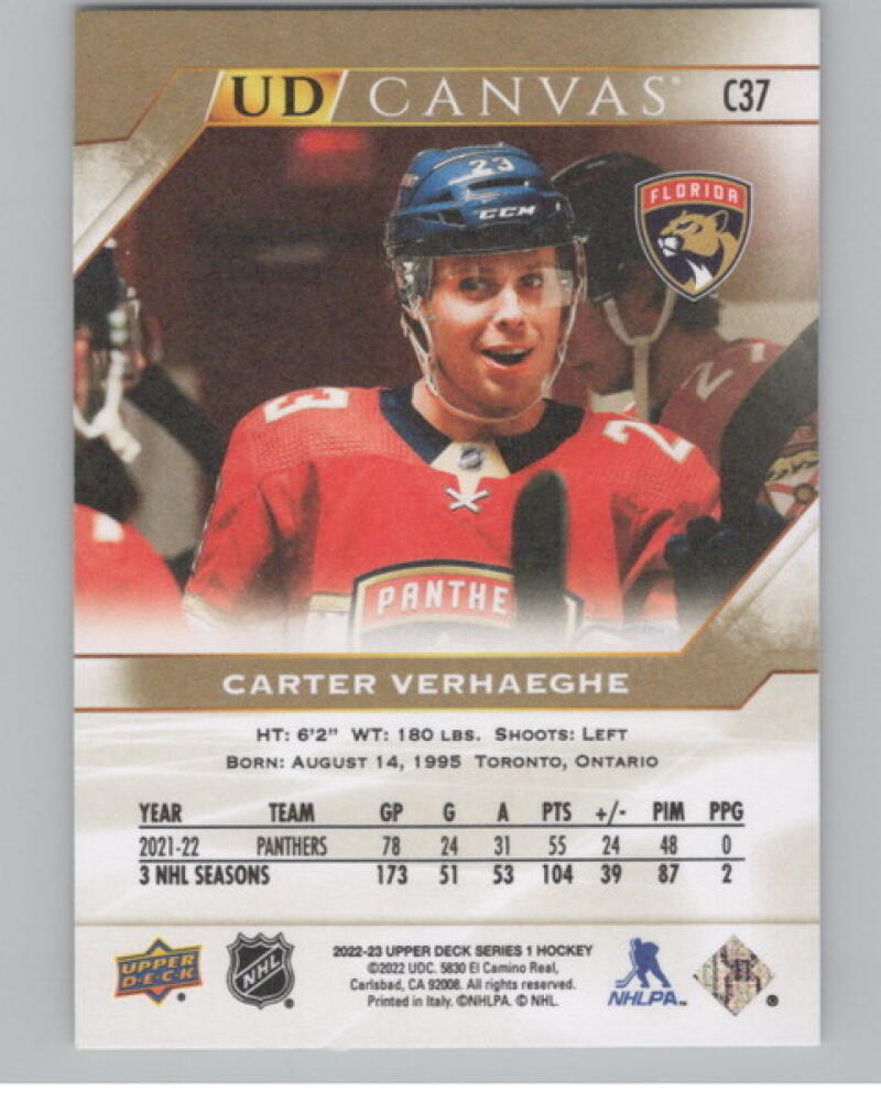 2022-23 Upper Deck UD Canvas #C37 Carter Verhaeghe Hockey V105194 Image 2