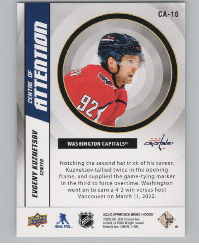 2022-23 Upper Deck Centre of Attention #CA10 Evgeny Kuznetsov Hockey V105200 Image 2