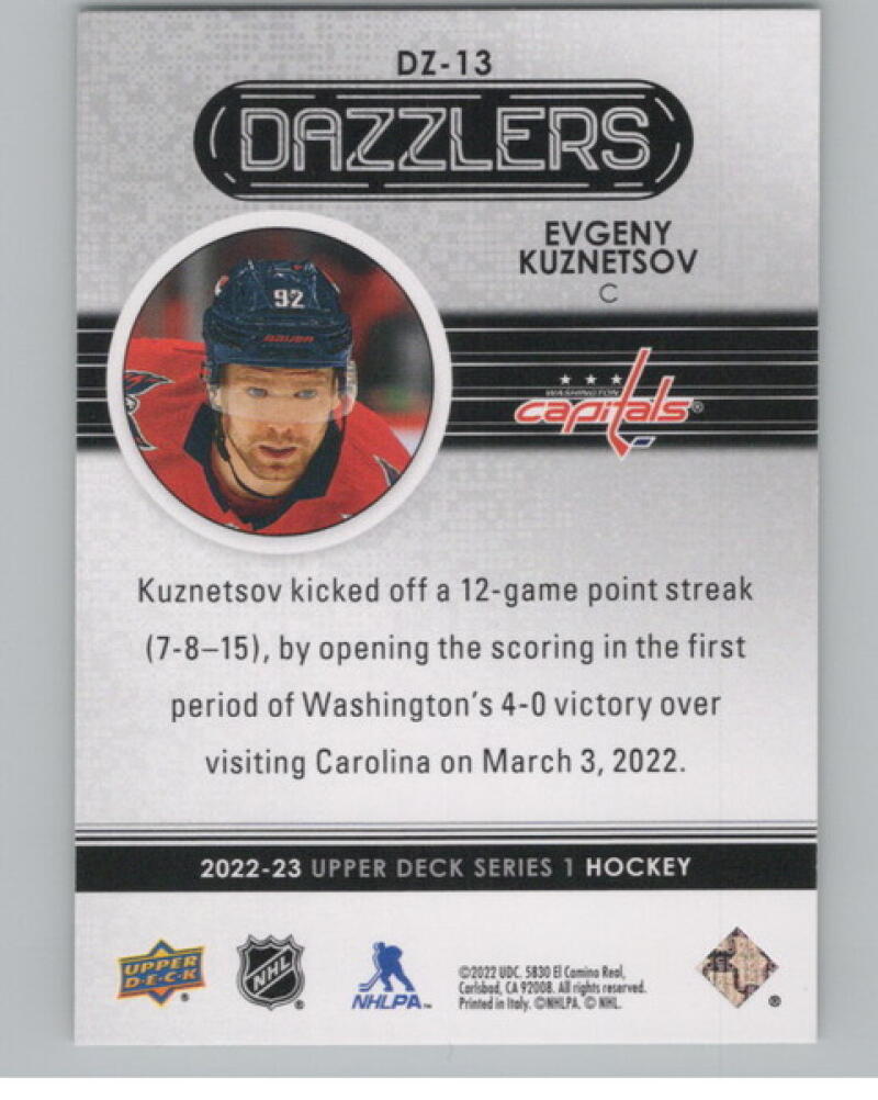 2022-23 Upper Deck Dazzlers Green #DZ13 Evgeny Kuznetsov Hockey V105202 Image 2