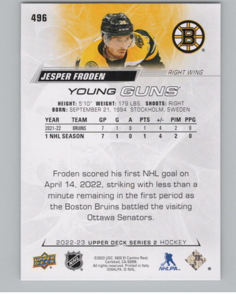 2022-23 Upper Deck #496 Jesper Froden Young Guns Rookie RC YG V105213 Image 2