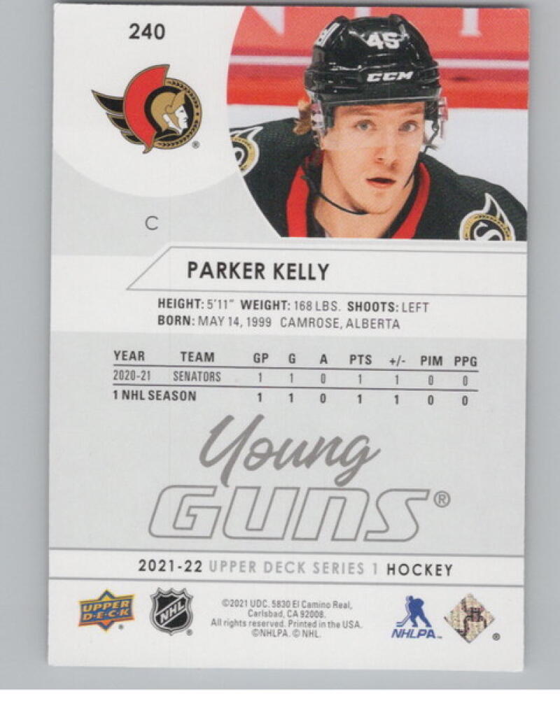 2021-22 Upper Deck #240 Parker Kelly Young Guns Rookie RC YG V105214 Image 2