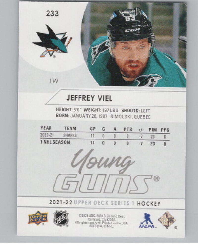 2021-22 Upper Deck #233 Jeffrey Viel Young Guns Rookie RC YG V105217 Image 2