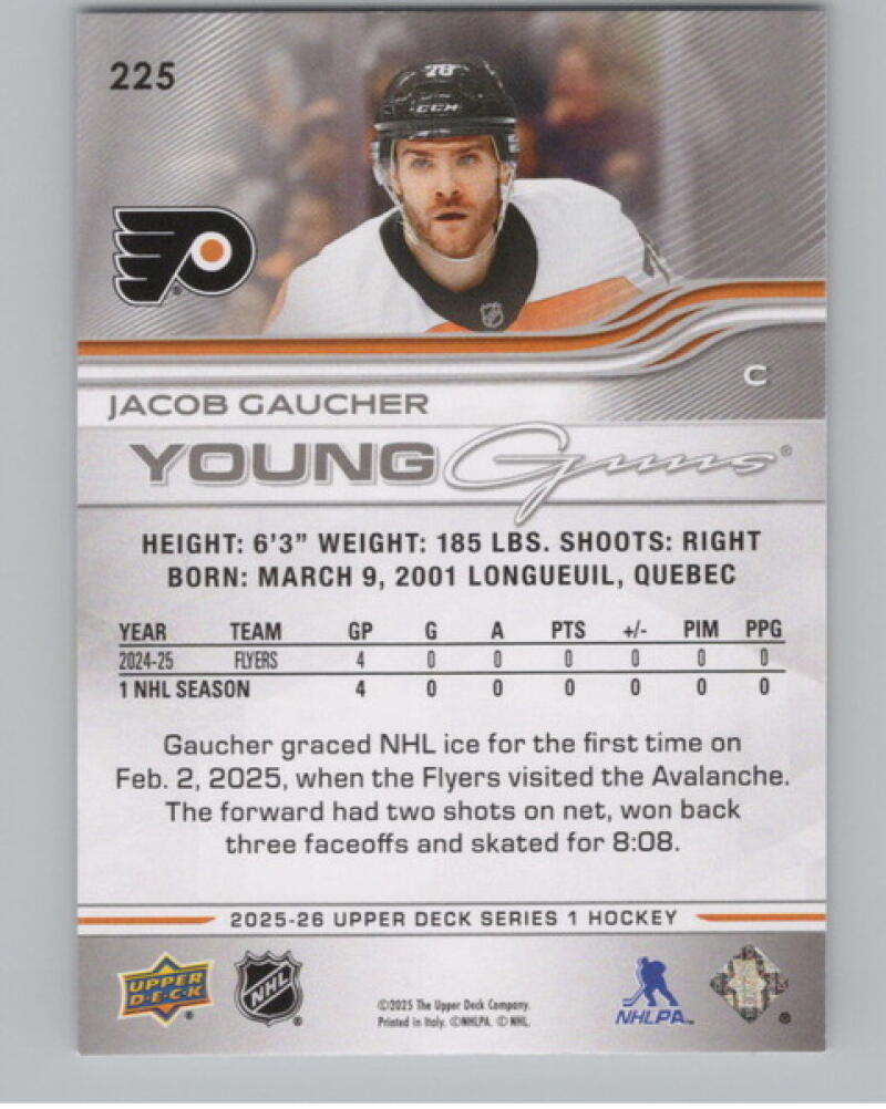 2025-26 Upper Deck #225 Jacob Gaucher Young Guns Rookie RC YG V105224 Image 2