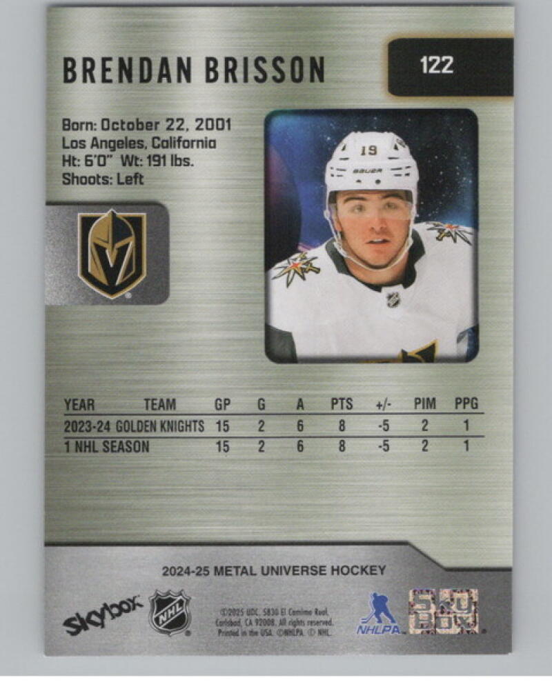 2024-25 Metal Universe #122 Brendan Brisson Rookie RC V105228 Image 2