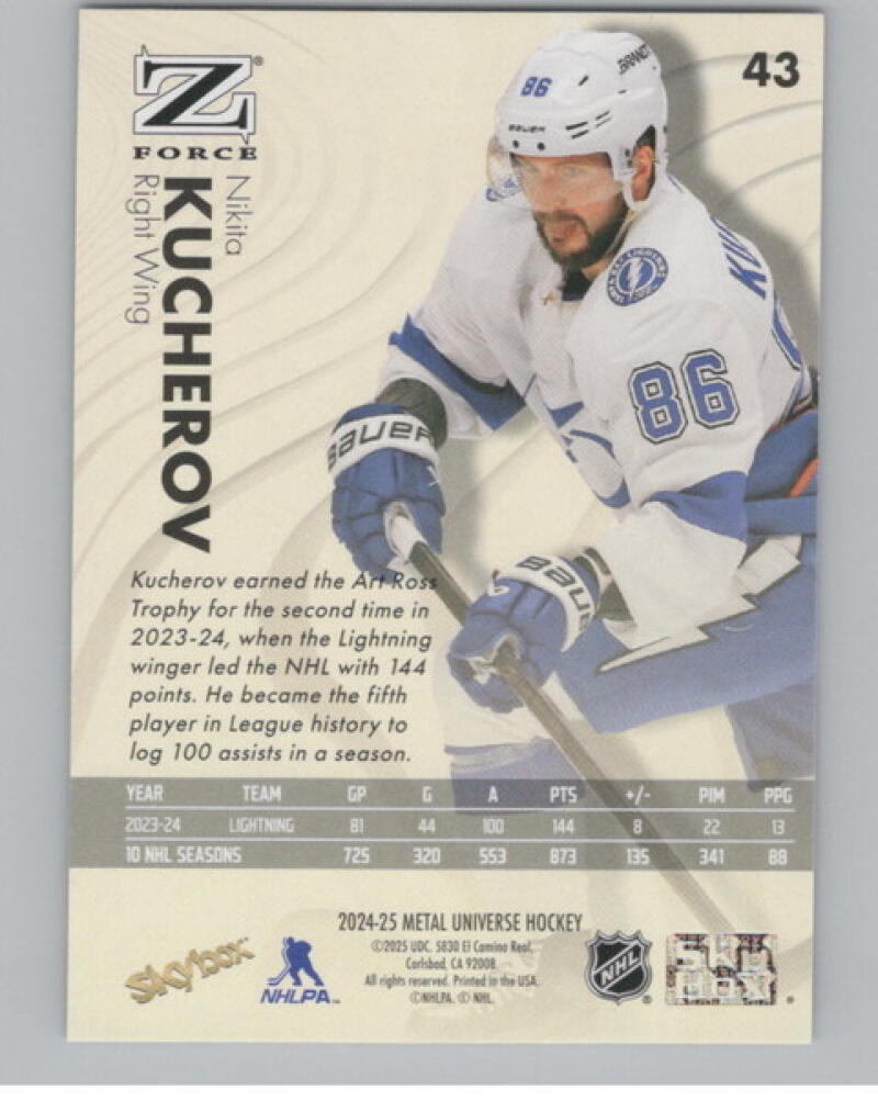 2024-25 Metal Universe Z-Force #43 Nikita Kucherov V105229 Image 2