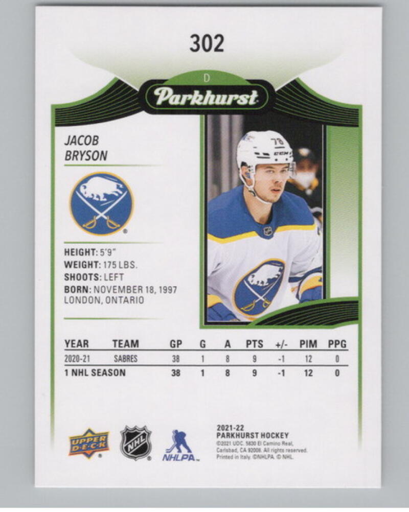 2021-22 Upper Deck Parkhurst #302 Jacob Bryson RC V105270 Image 2