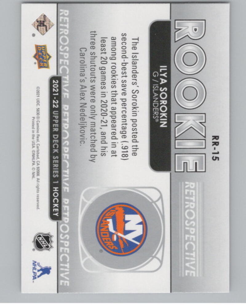 2021-22 Upper Deck Rookie Retrospective #RR15 Ilya Sorokin V105271 Image 2