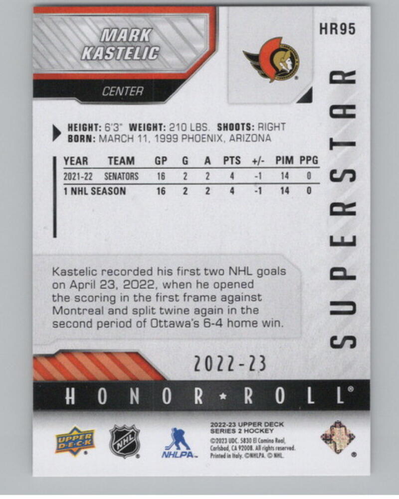 2022-23 Upper Deck Honor Roll #HR95 Mark Kastelic V105272 Image 2