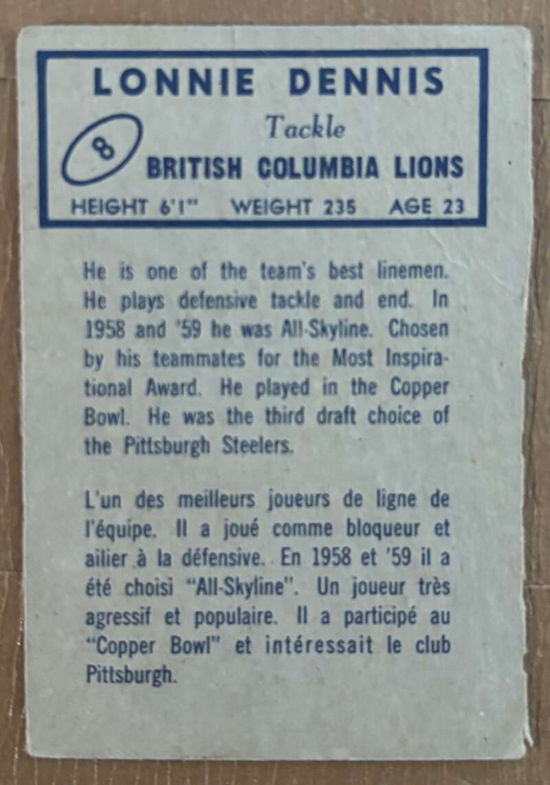 1962 Topps CFL #7 Steve Cotter  RC Rookie British Columbia Lions  V105300 Image 2