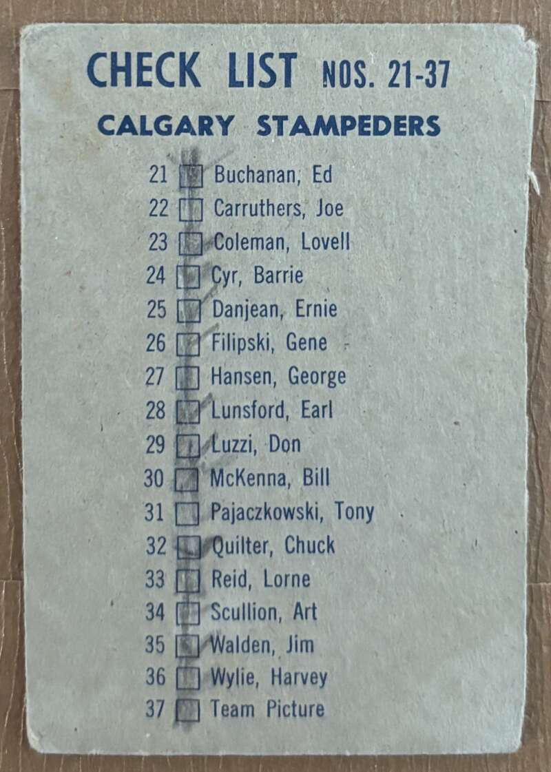 1962 Topps CFL #37 Calgary Stampeders  Calgary Stampeders  V105321 Image 2
