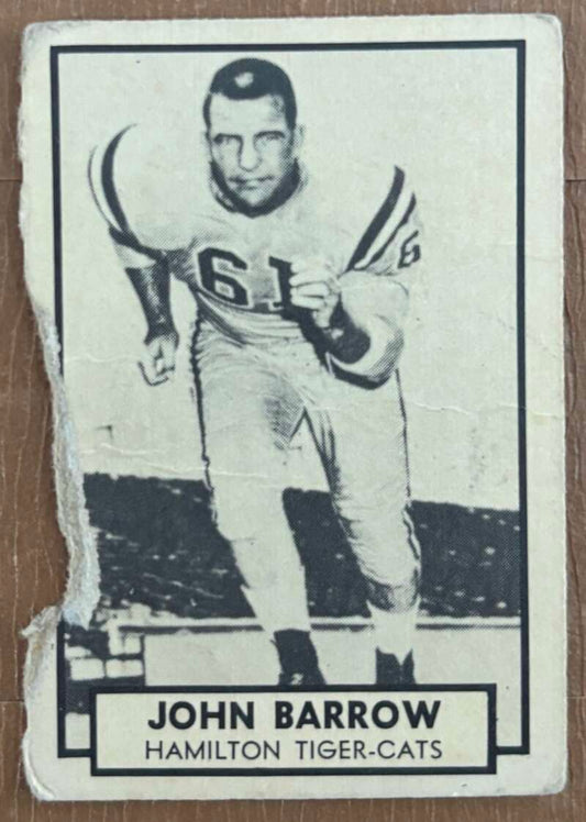 1962 Topps CFL #59 John Barrow  Hamilton Tiger-Cats  V105340 Image 1