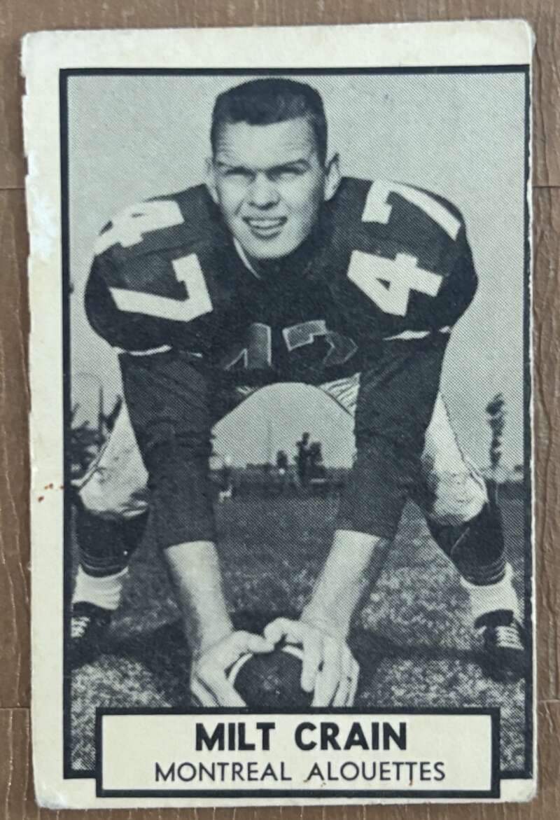 1962 Topps CFL #83 Milt Crain  RC Rookie Montreal Alouettes  V105354 Image 1
