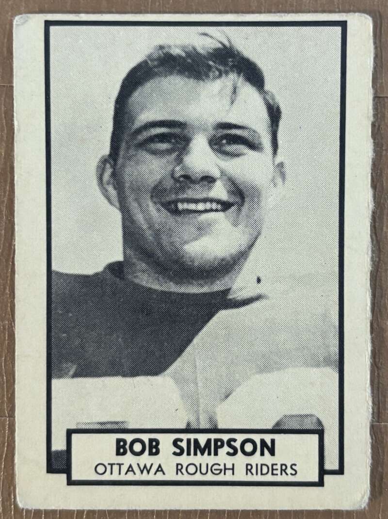 1962 Topps CFL #108 Bob Simpson  Ottawa Rough Riders  V105364 Image 1