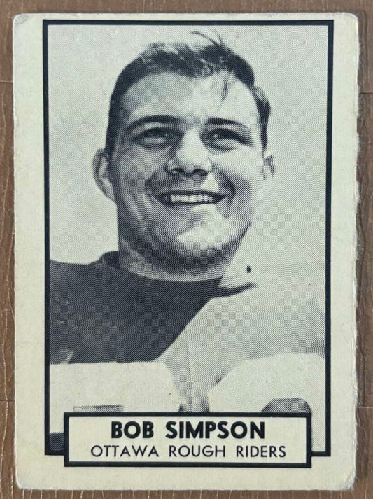 1962 Topps CFL #108 Bob Simpson  Ottawa Rough Riders  V105364 Image 1