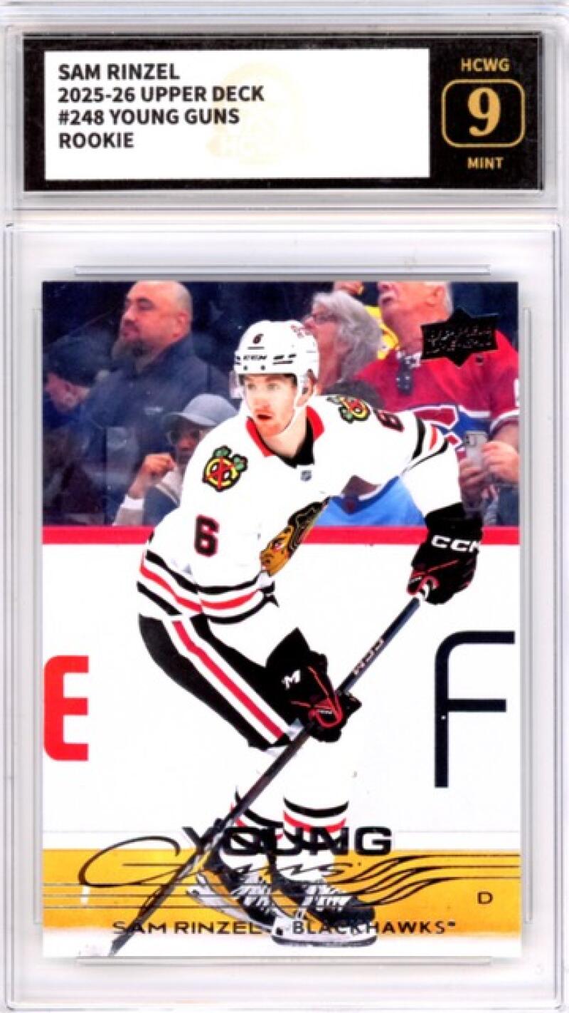 2025-26 Upper Deck #248 Sam Rinzel YG RC Young Guns Graded Hockey HCWG 9 Image 1