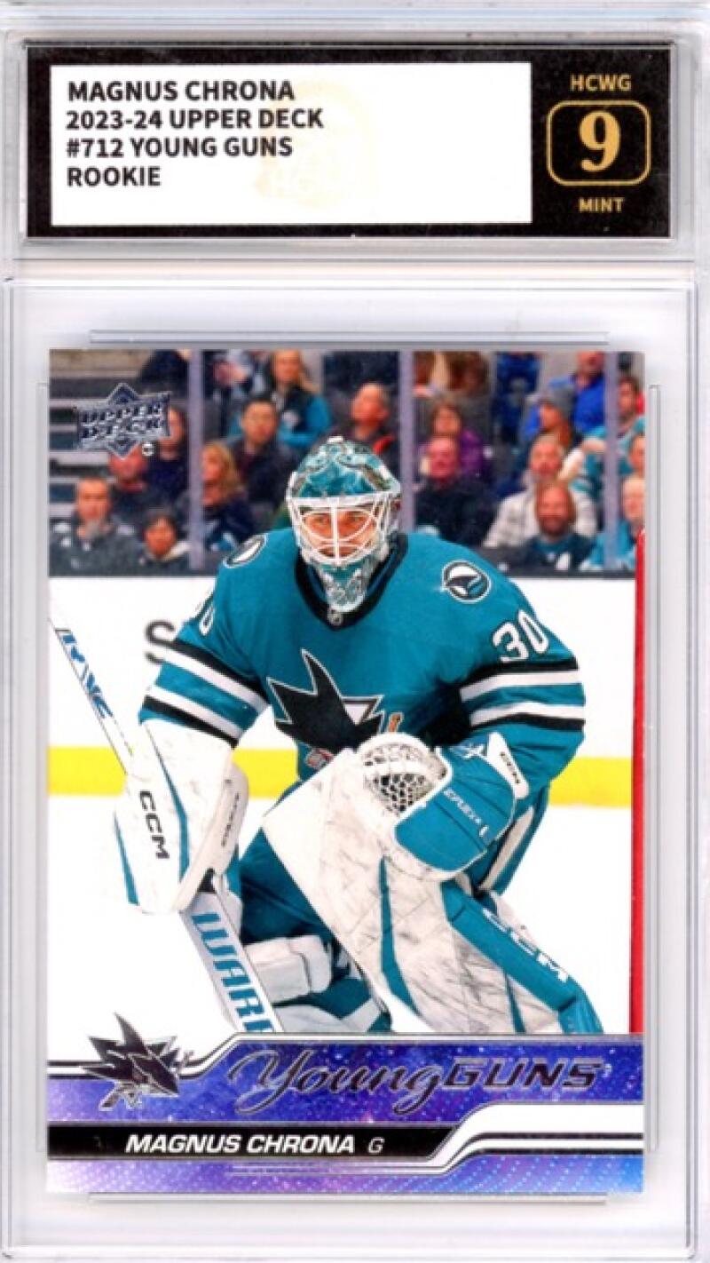 2023-24 Upper Deck #712 Magnus Chrona YG RC Young Guns Hockey Graded HCWG 9 Image 1