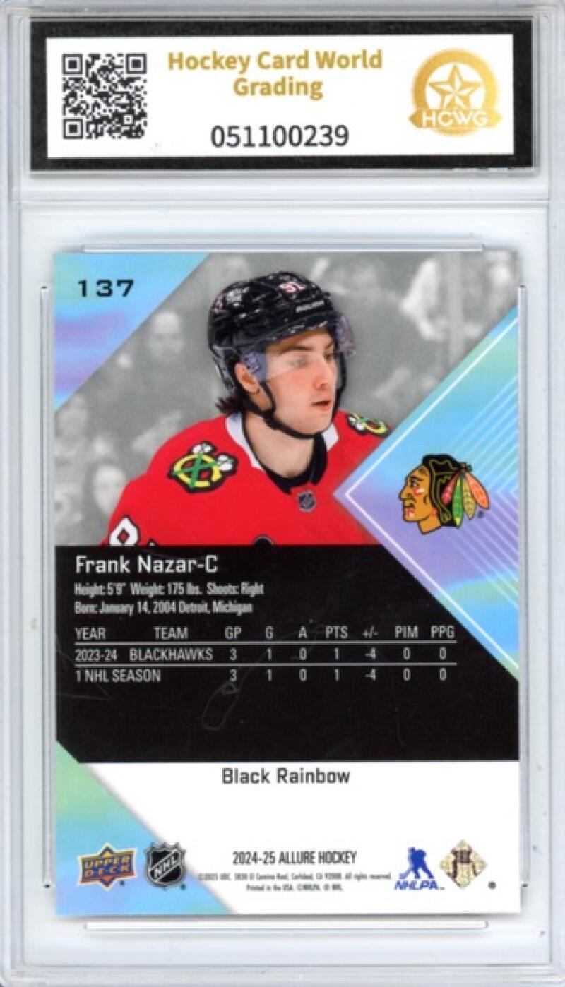2024-25 Upper Deck Allure #137 Frank Nazar RC Rookie Hockey Graded HCWG 9 Image 2