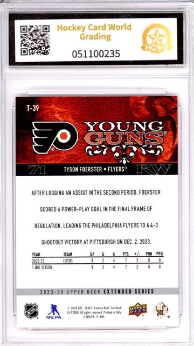 2023-24 Upper Deck '08-09 Upper Deck Retro #T39 Tyson Foerster Graded HCWG 9 Image 2