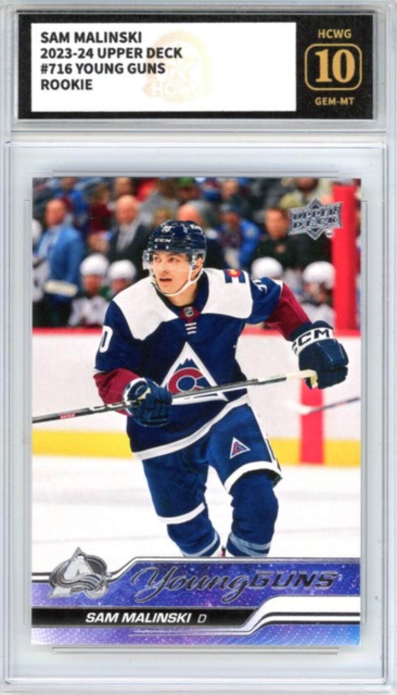2023-24 Upper Deck #716 Sam Malinski YG RC Young Guns Hockey Graded HCWG 10 Image 1