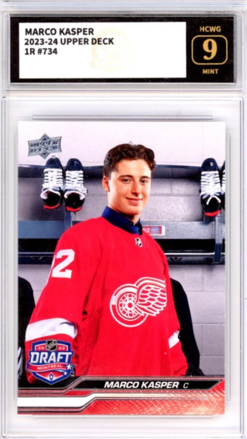 2023-24 Upper Deck #734 Marco Kasper 1R Young Guns Hockey Graded HCWG 9 Image 1