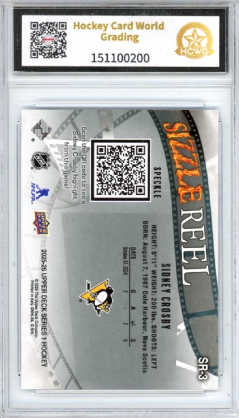 2025-26 Upper Deck Sizzle Reel Speckle #SR3 Sidney Crosby Hockey Graded HCWG 10 Image 2