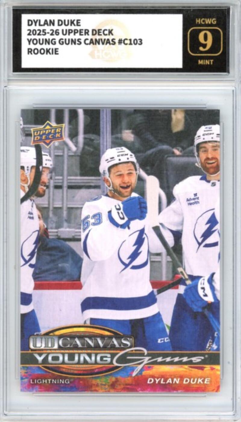 2025-26 Upper Deck UD Canvas #C103 Dylan Duke YG Young Guns Hockey Graded HCWG 9 Image 1