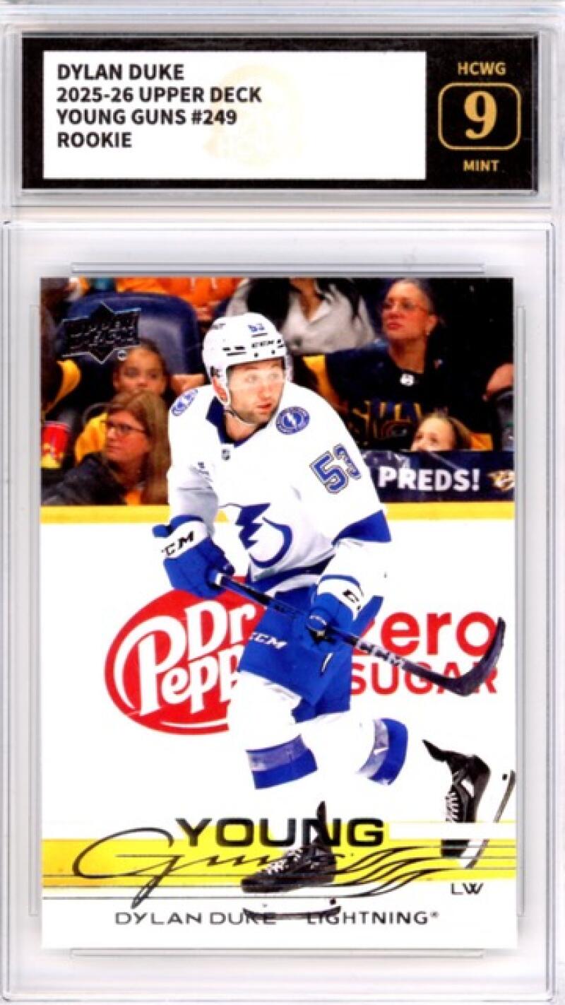 2025-26 Upper Deck #249 Dylan Duke YG RC YG Young Guns Hockey Graded HCWG 9 Image 1