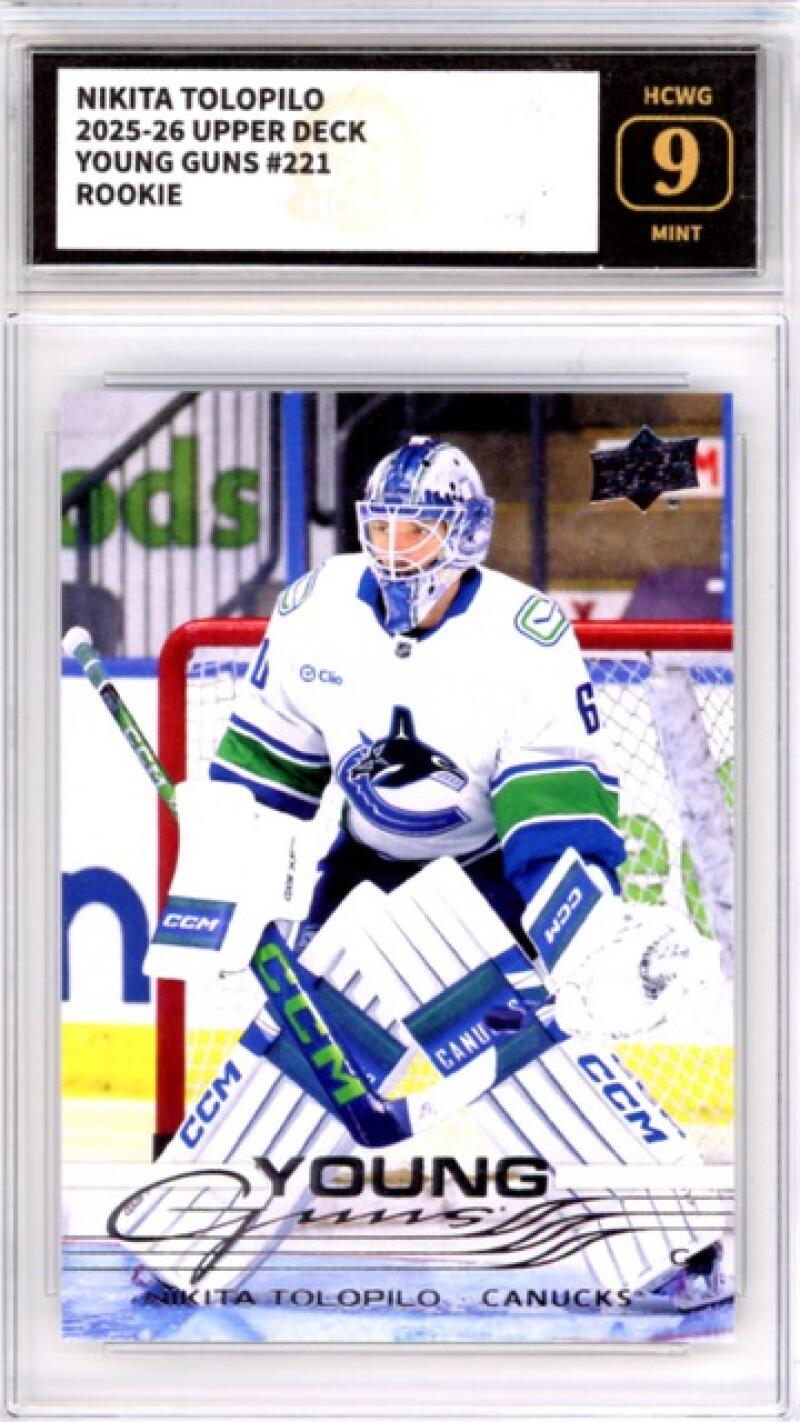 2025-26 Upper Deck #221 Nikita Tolopilo RC YG Young Guns Hockey Graded HCWG 9 Image 1