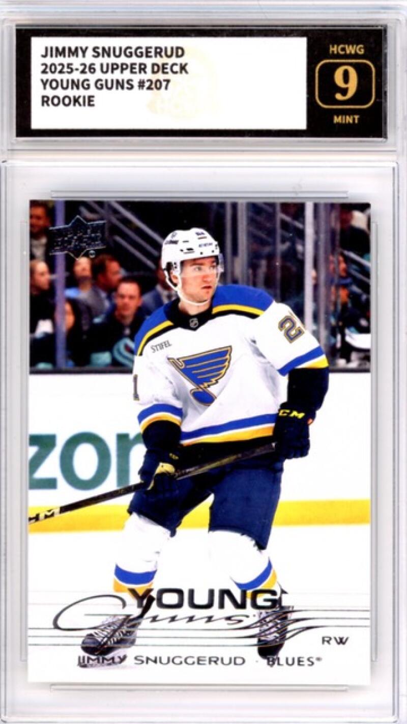 2025-26 Upper Deck #207 Jimmy Snuggerud RC YG Young Guns Hockey Graded HCWG 9 Image 1