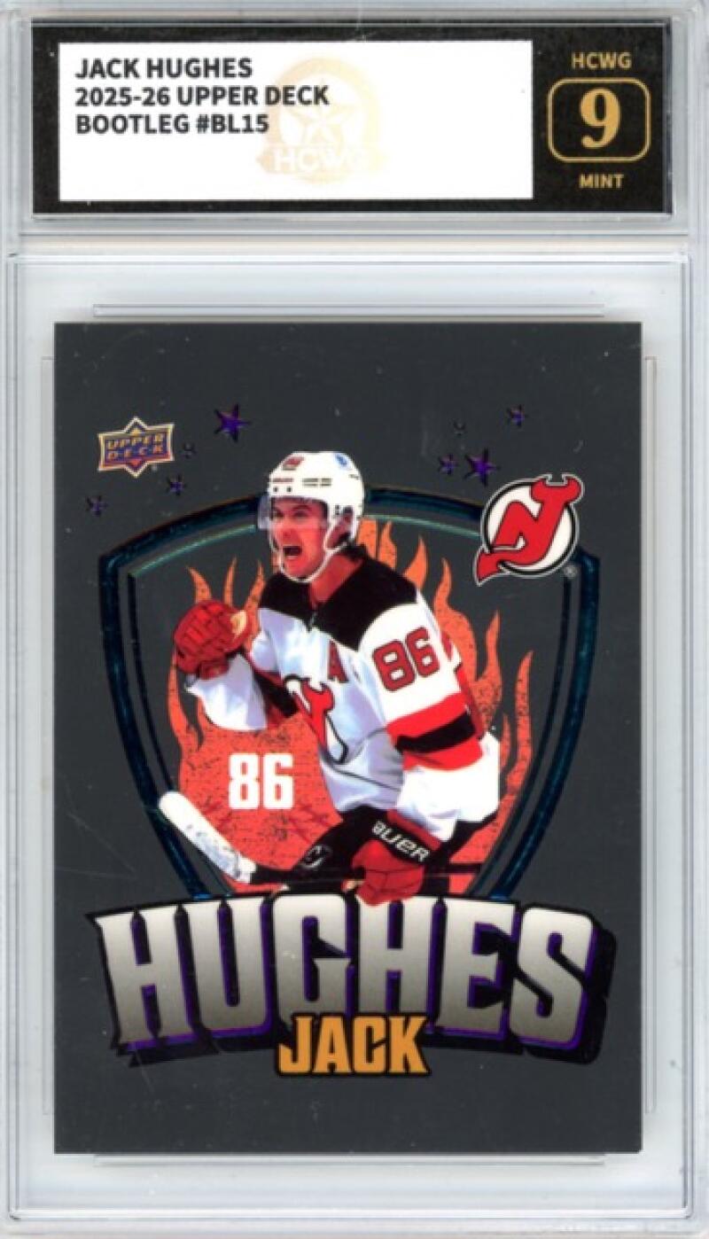 2025-26 Upper Deck Bootleg #BL15 Jack Hughes Hockey Graded HCWG 9 Image 1