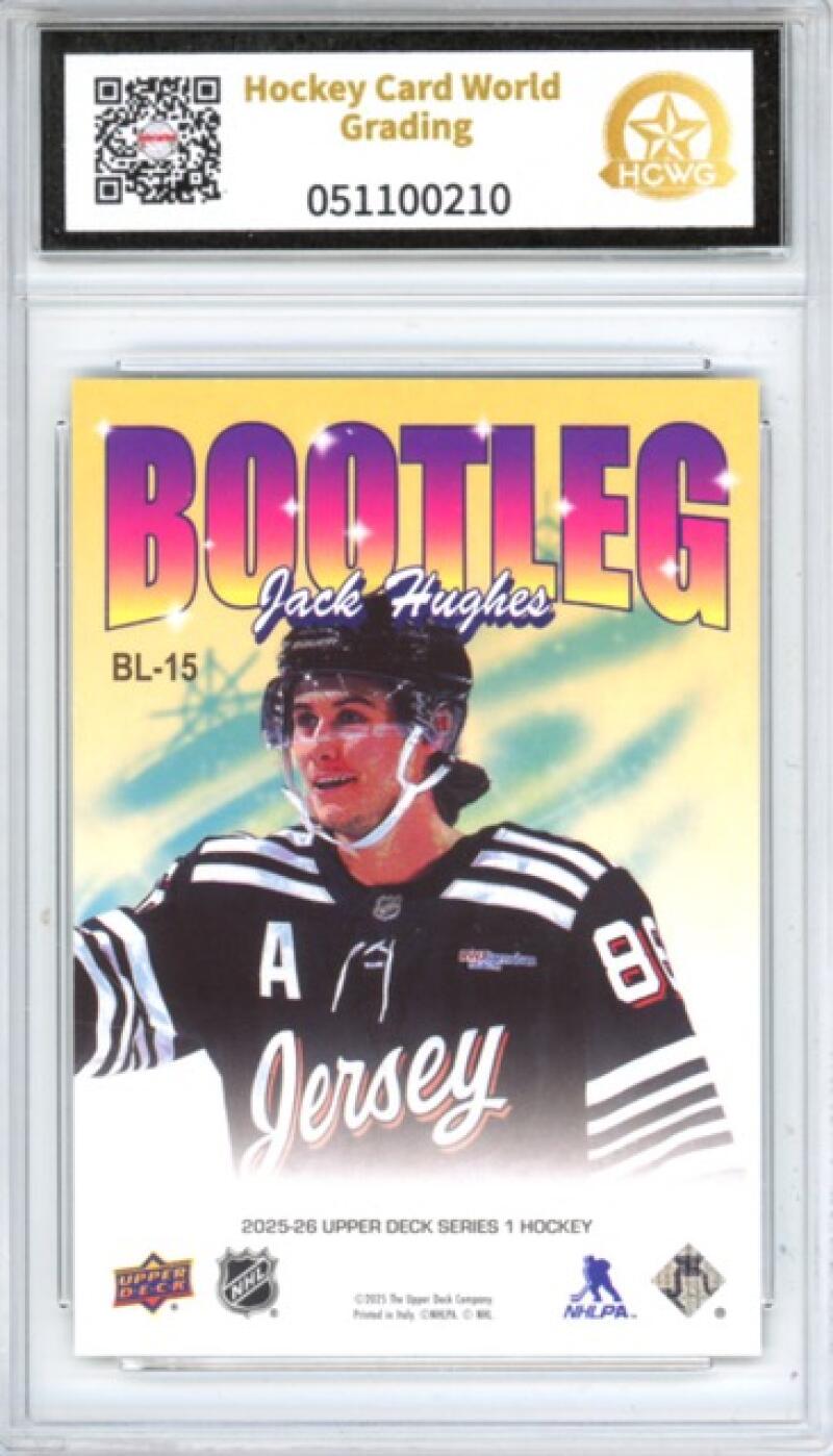 2025-26 Upper Deck Bootleg #BL15 Jack Hughes Hockey Graded HCWG 9 Image 2