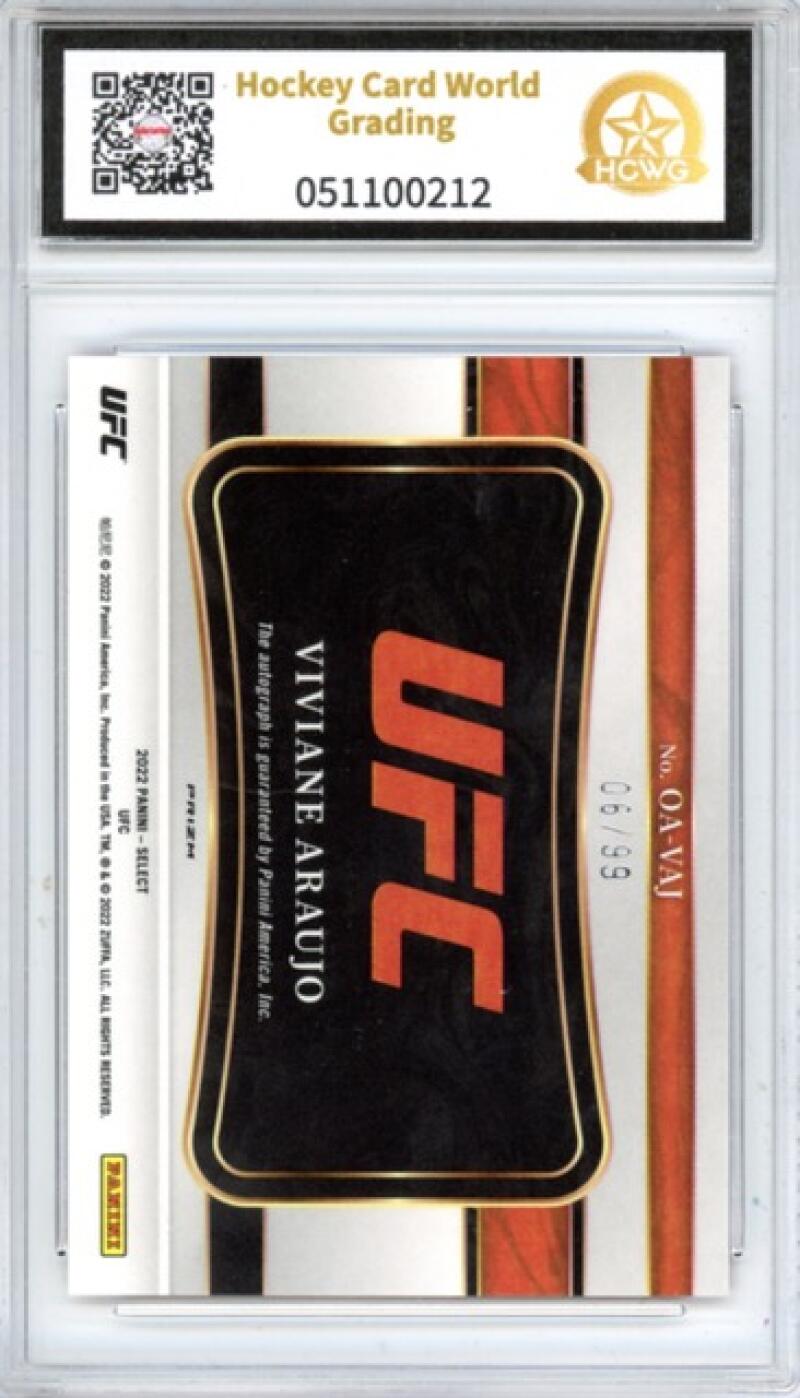 2022 Select UFC Octagon Action Signatures Prizms Red 6/99 Viviane Araujo HCWG 9 Image 2