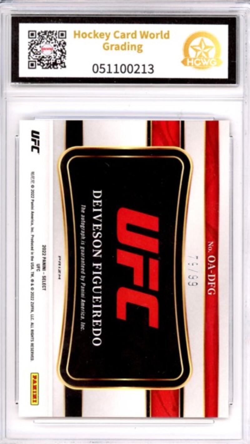 2022 Select UFC Octagon Action Signatures Prizms Red 79/99 Deiveson Figueiredo HCWG 9 Image 2