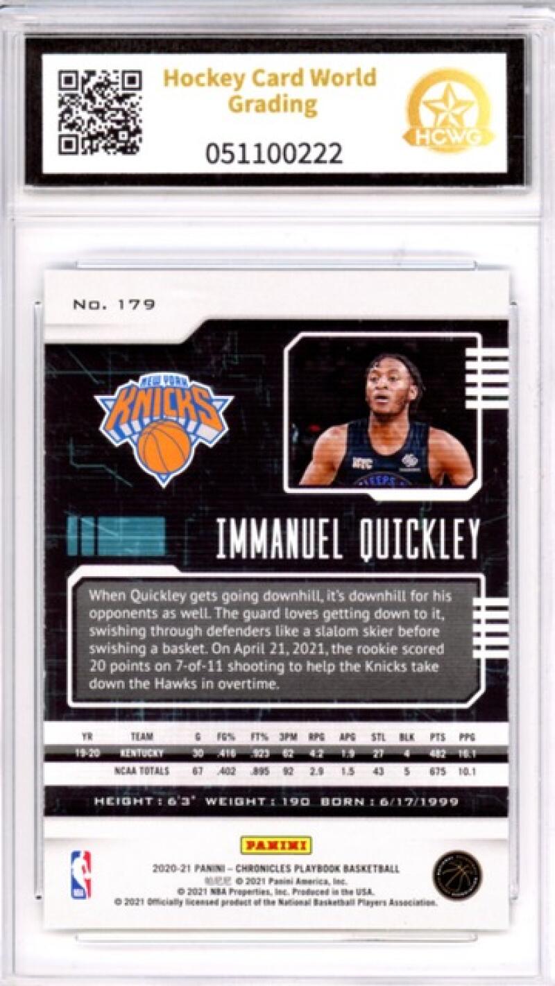 2020-21 Panini Chronicles Bronze Playbook #179 Immanuel Quickley HCWG 9 Image 2