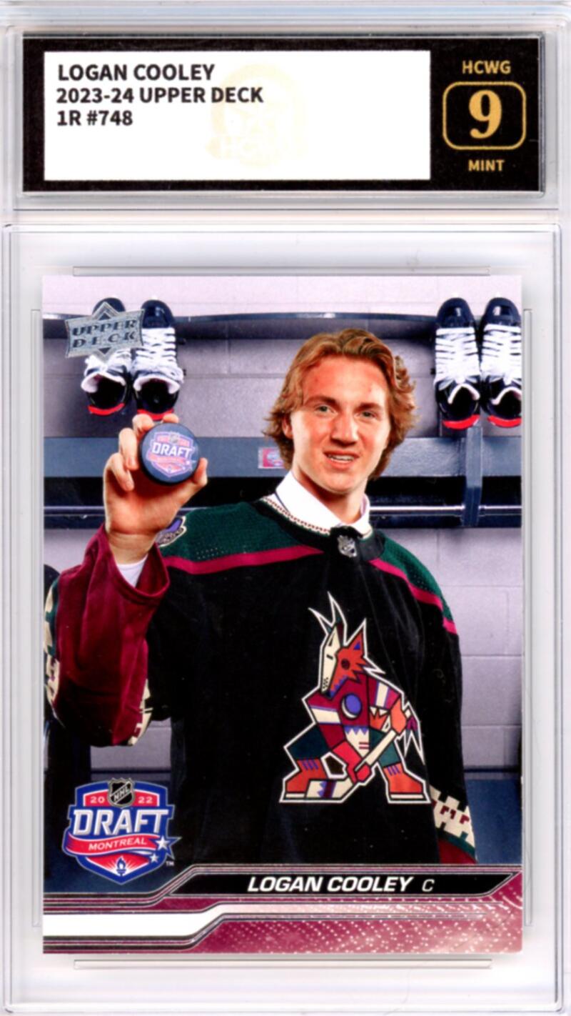 2023-24 Upper Deck #748 Logan Cooley 1R RC  Hockey Graded HCWG 9 Image 1