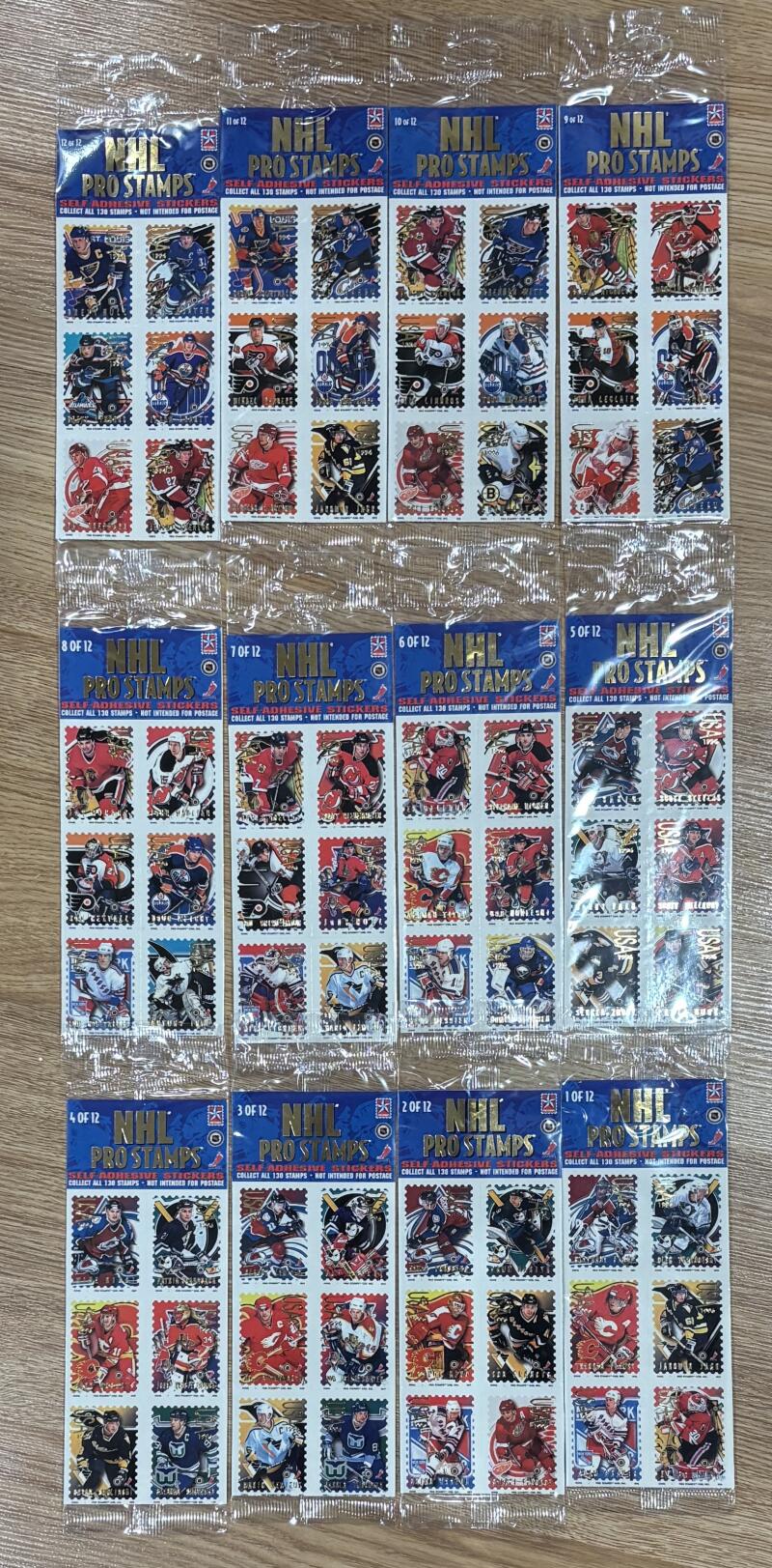 1996 NHL Pro Stamps Hockey Complete Sealed Set Packs 1-12 - All 130 Stamps Sealed Image 2