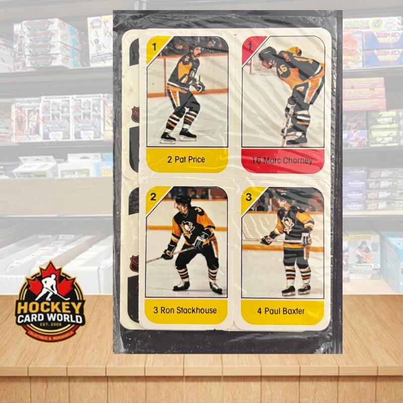 1982-83 Pittsburgh Penguins Post Cereal Mini Card Panel Plastic Sealed Set of 16 Image 1