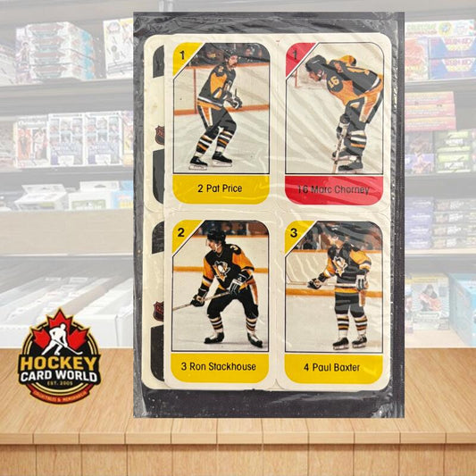 1982-83 Pittsburgh Penguins Post Cereal Mini Card Panel Plastic Sealed Set of 16 Image 1
