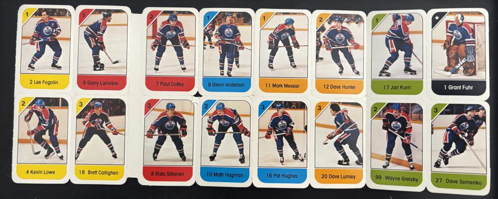 1982-83 Edmonton Oilers Post Cereal Mini Card Panel Attached Set of 16 Image 2