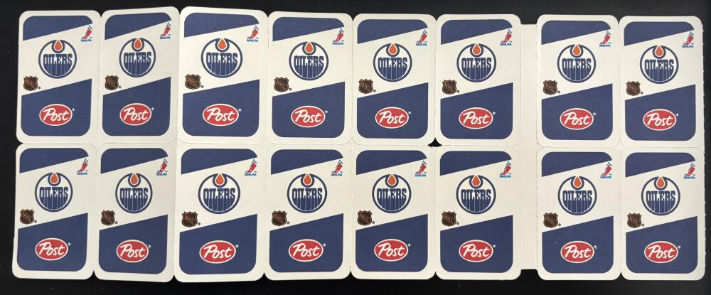 1982-83 Edmonton Oilers Post Cereal Mini Card Panel Attached Set of 16 Image 3