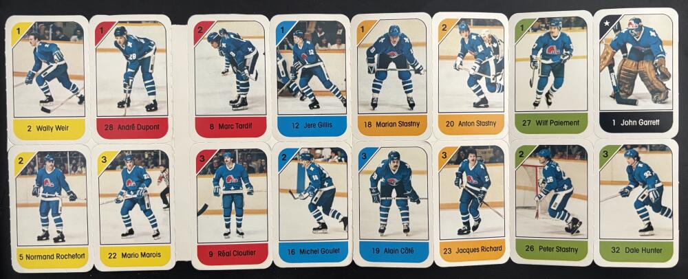 1982-83 Quebec Nordiques Post Cereal Mini Card Panel Attached Set of 16 Image 2