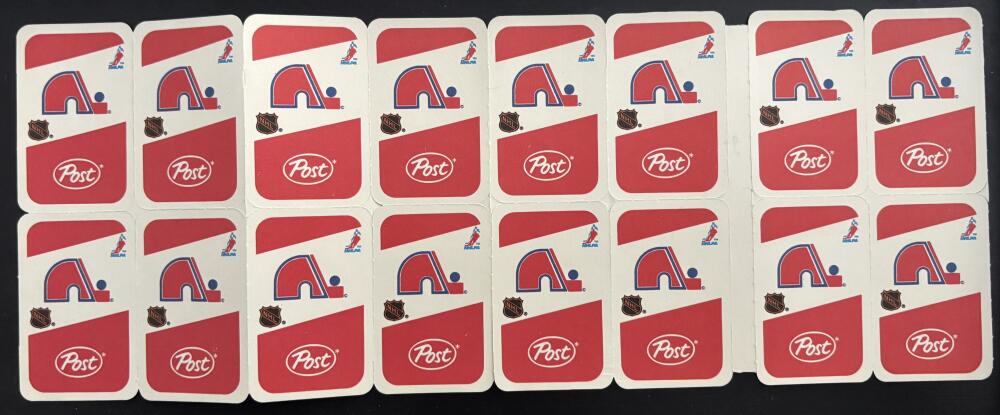 1982-83 Quebec Nordiques Post Cereal Mini Card Panel Attached Set of 16 Image 3