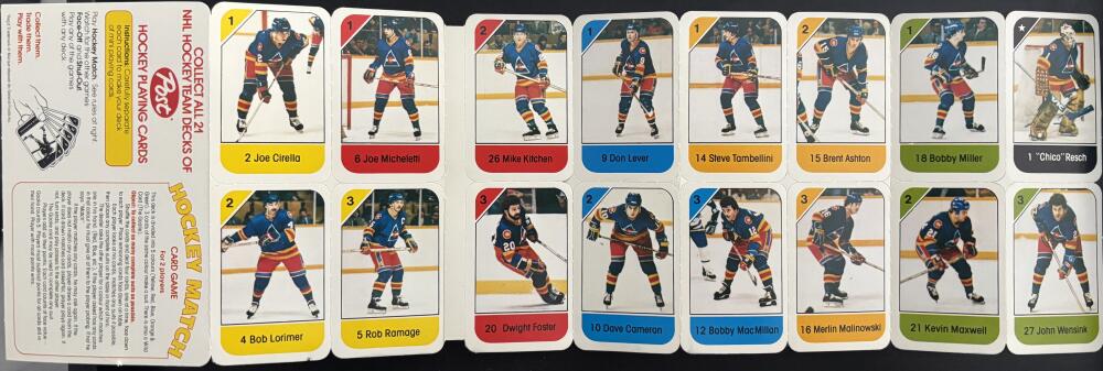 1982-83 Colorado Rockies Post Cereal Mini Card Panel Attached Set of 16 Image 2