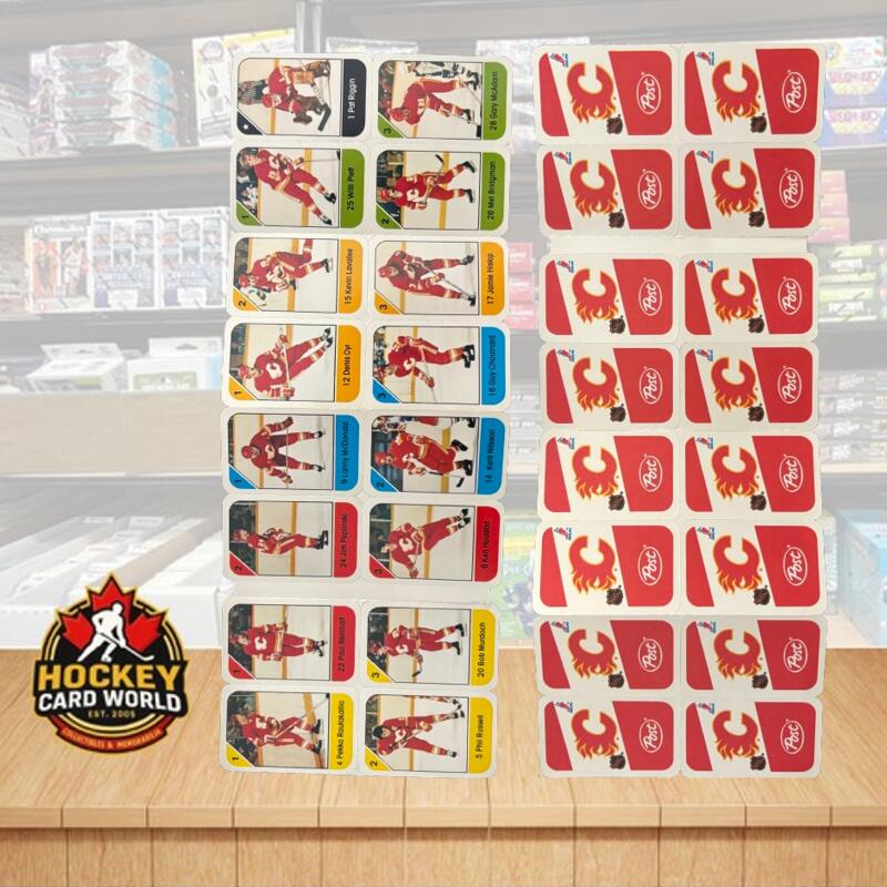 1982-83 Calgary Flames Post Cereal Mini Card Panel Attached Set of 16 Image 1