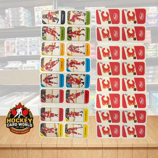 1982-83 Calgary Flames Post Cereal Mini Card Panel Attached Set of 16 Image 1