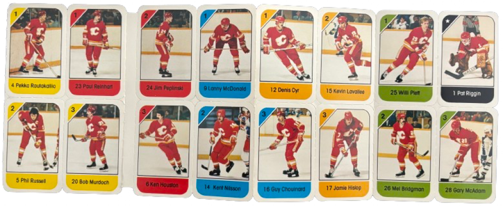 1982-83 Calgary Flames Post Cereal Mini Card Panel Attached Set of 16 Image 2
