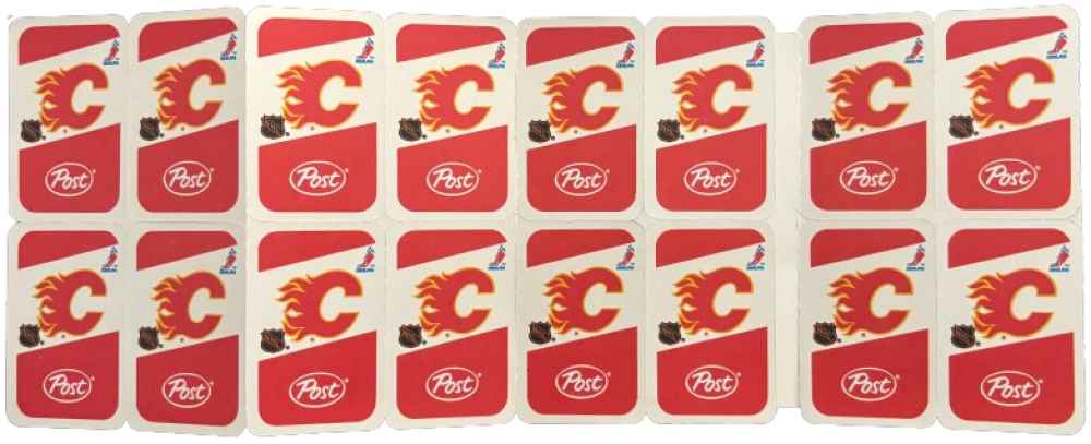 1982-83 Calgary Flames Post Cereal Mini Card Panel Attached Set of 16 Image 3