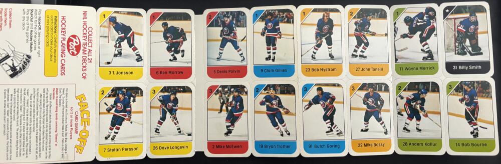 1982-83 New York Islanders Post Cereal Mini Card Panel Attached Set of 16 Image 2
