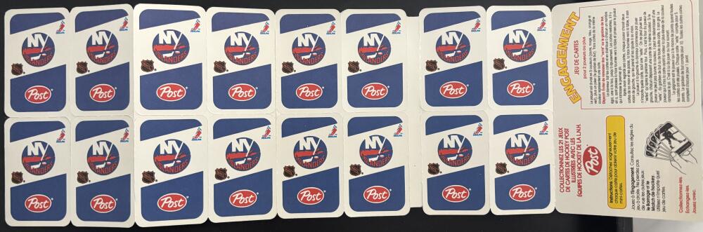 1982-83 New York Islanders Post Cereal Mini Card Panel Attached Set of 16 Image 3