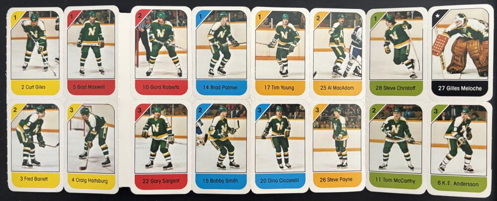 1982-83 Minnesota North Stars Post Cereal Mini Card Panel Attached Set of 16 Image 2